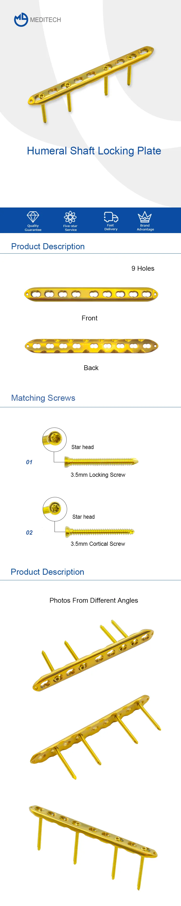 Humeral Shaft Lige Låseplade