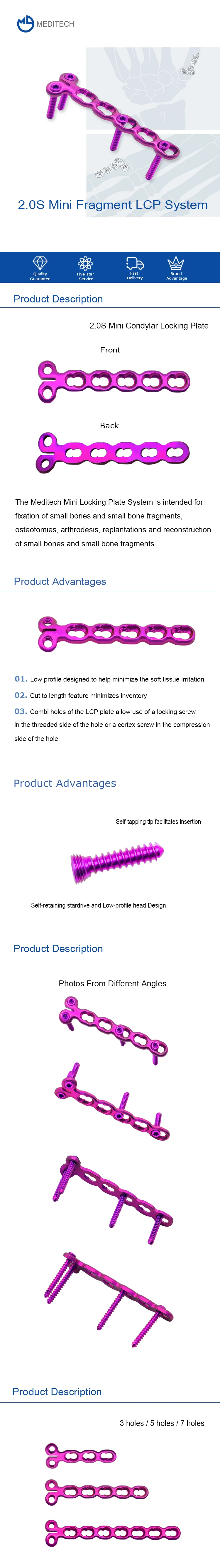 2.0mm Mini Condylar Locking Plate